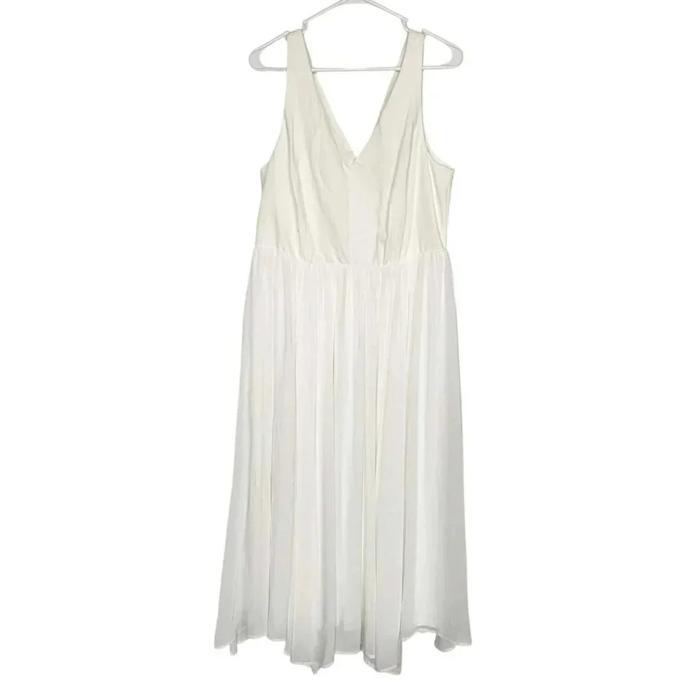 Torrid Chiffon Midi Dress Ivory Sleeveless V-Neck Wedding